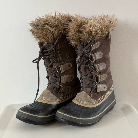 SOREL Joan of Arctic Boots Brown Suede Waterproof Snow Boots Women’s Size 11 - Picture 1 of 11